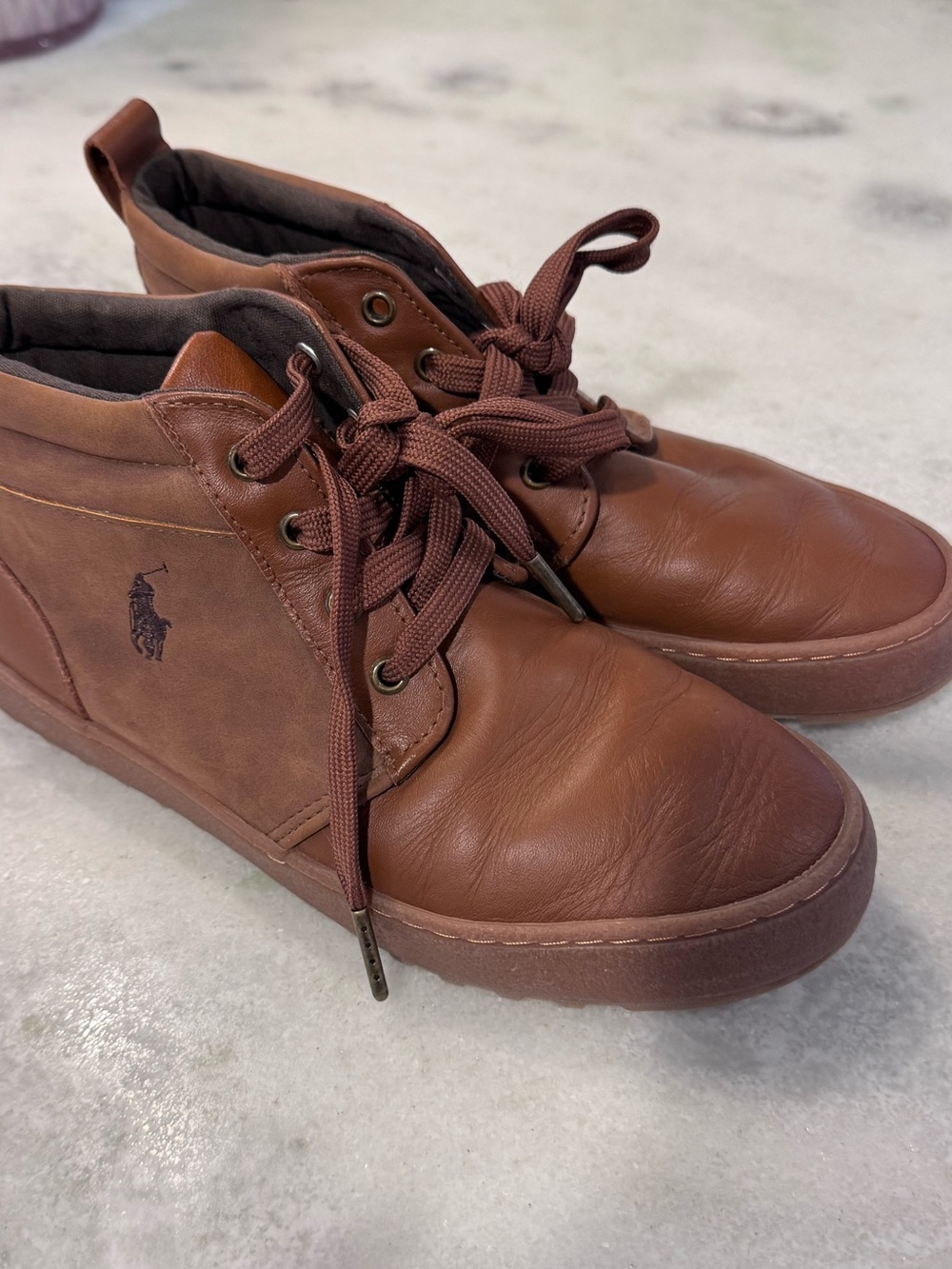 Polo by Ralph Lauren Boy’s Brown Leather Chukka Sneakers